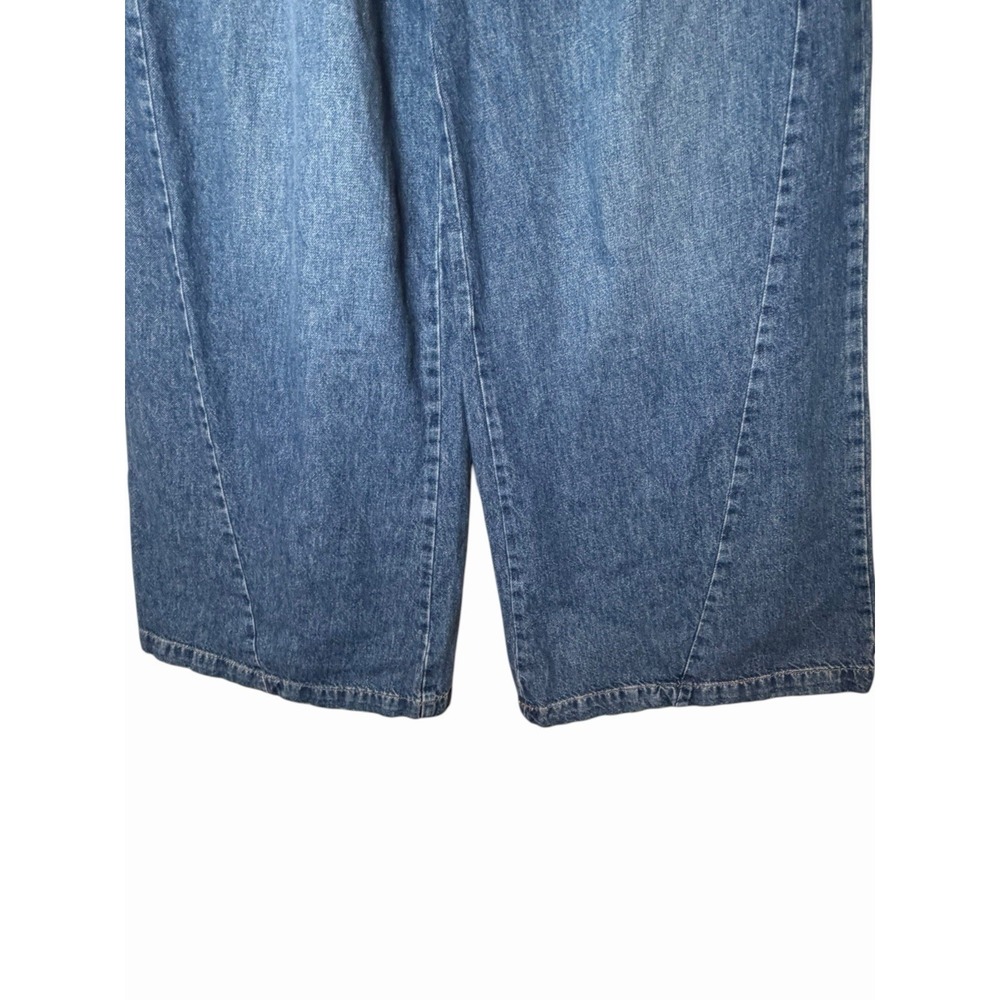 We The Free People Equinox Denim Trouser Wide Leg Pleated Jeans Blue Size 28 - Picture 6 of 9